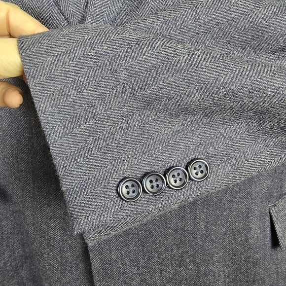 Joseph & Feiss Men's Classic Gray Herringbone Blazer 100% Lambswool Size 50R - Picture 6 of 11